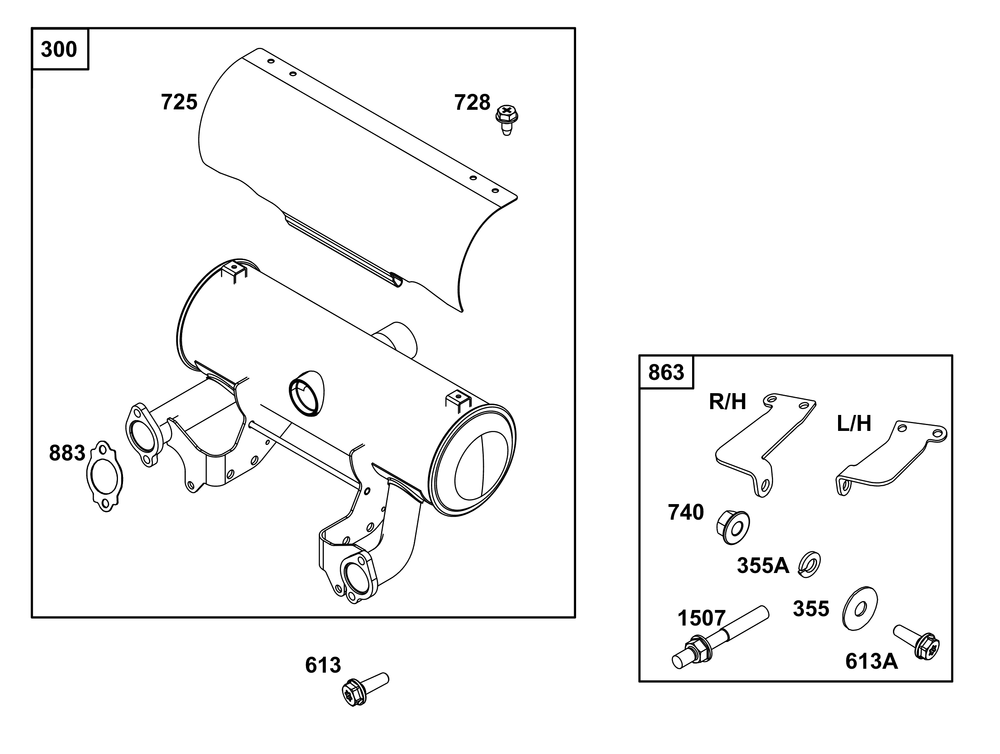 Exhaust Group Diagram and Parts List for 540477-2220-G1 400000 - 699999 Briggs and Stratton Engine
